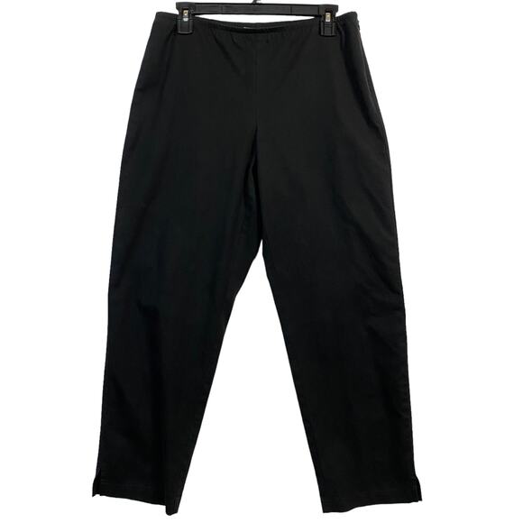 Eileen Fisher Black Organic Cotton Side Zip Ankle Pants Size Medium - Picture 1 of 7